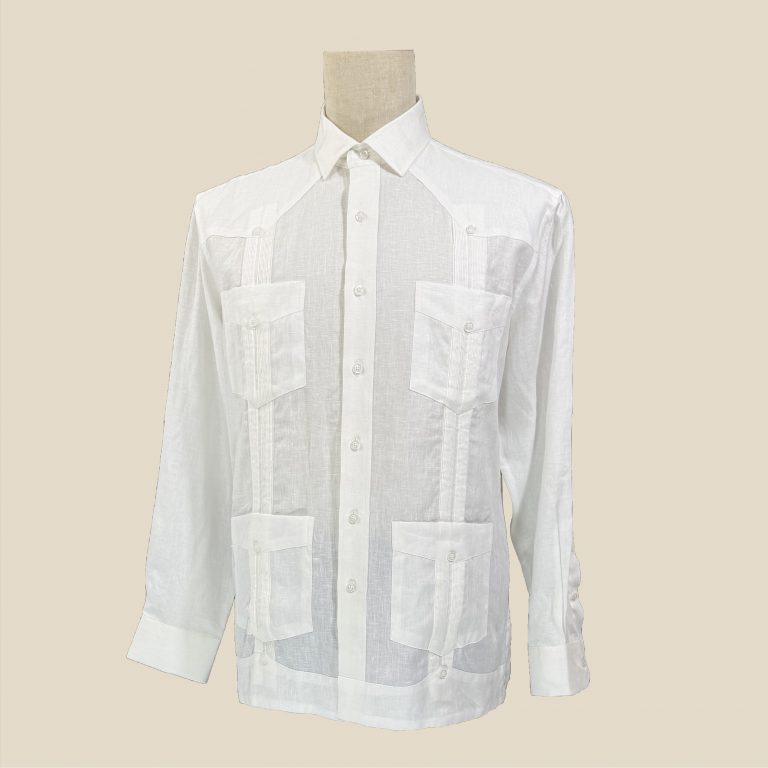 classic guayabera long sleeve shirt pure linen white