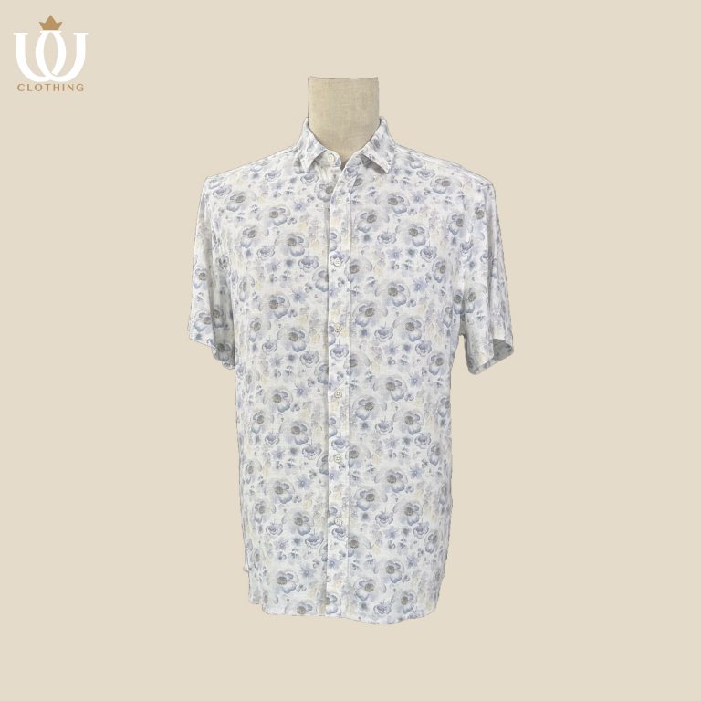 plant dyeing print short sleeve shirt linen rayon blend indigo plant dye