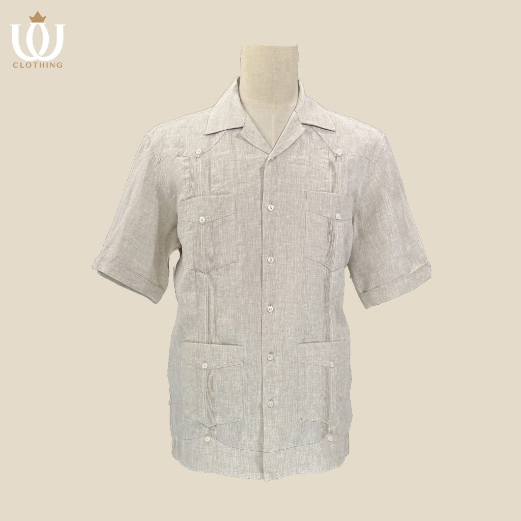 classic guayabera short sleeve shirt pure linen natural