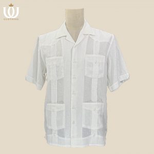 classic guayabera short sleeve shirt pure linen natural