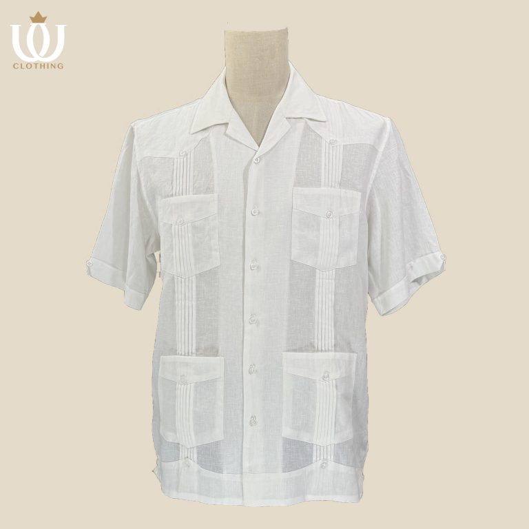 classic guayabera short sleeve shirt pure linen natural